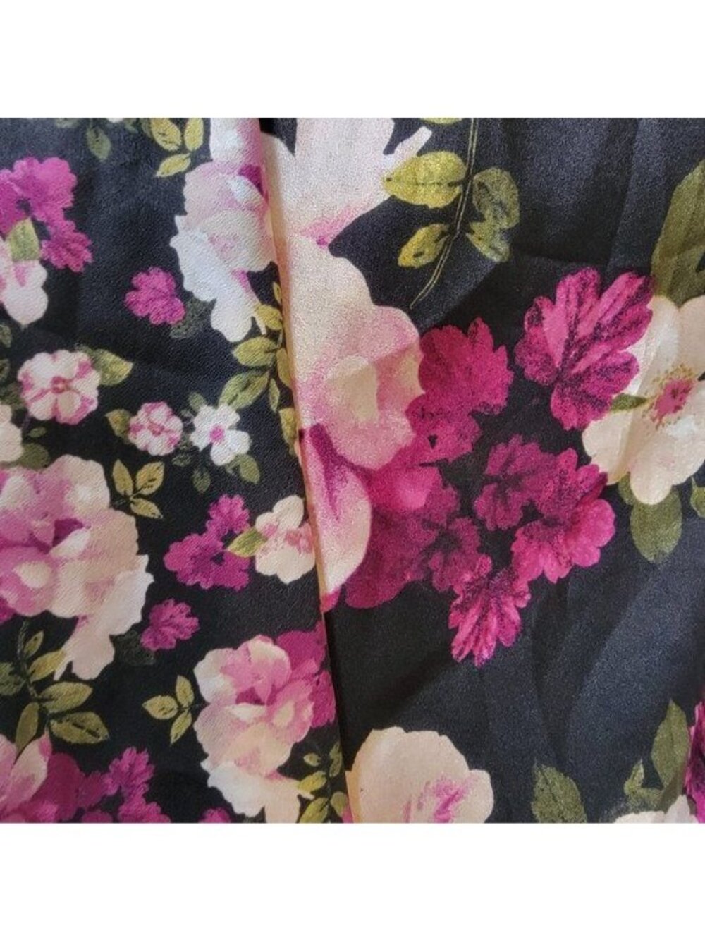 ✨Calvin Klein Size 10 Women's Midi Skirt Faux Wrap Floral Black Pink A-Line New✨ - Picture 4 of 8